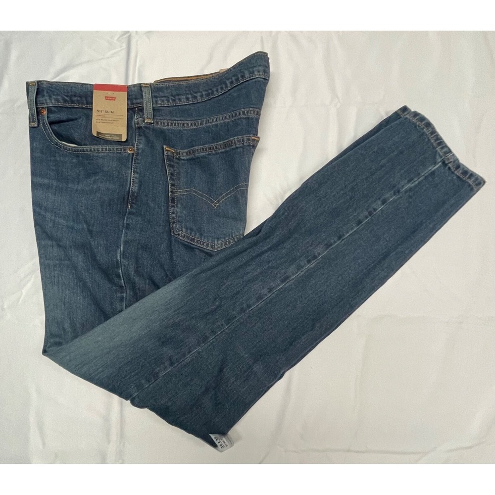 LEVIS 511 SLIM JEANS MENS 36 X 34 BLUE JEAN 100% COTTON STRETCH SITS BELOW WAIST
